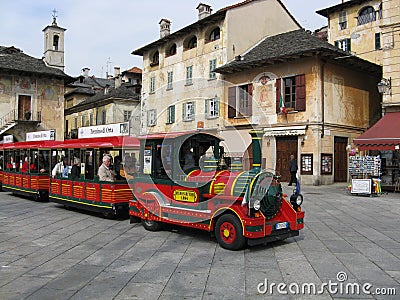 The tourist train-car in Italy. Whith wheels and sounds.