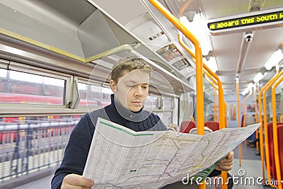 Tourist in train