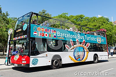 Touristic bus in front of Sagrada Familia.