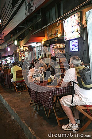 Tourists in the bar in ho chi minh city,vietnam