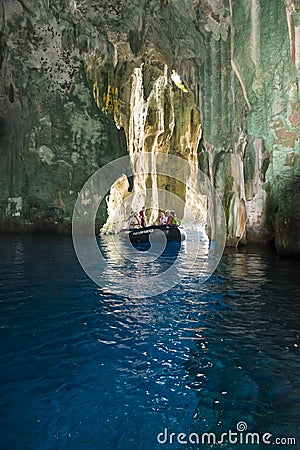 Tourists in Cave Pacific Island