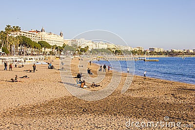 cannes france tourists weather enjoy editorial beach waterfront february