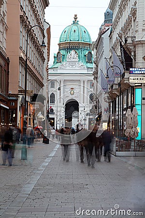 Tourists on the evening street