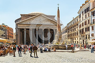 Tourists visit the Pantheon in Rome, Italy