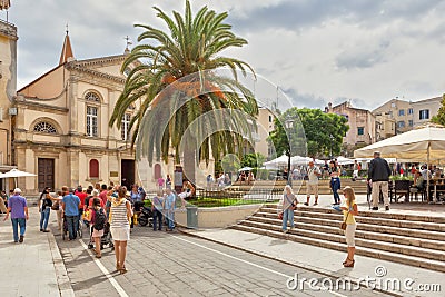 Tourists walking at the city center
