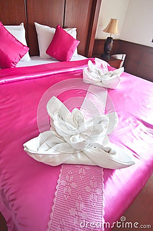 Towel flowers on the bed