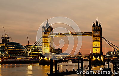 The Tower Bridge In London At Dusk Stock Ima