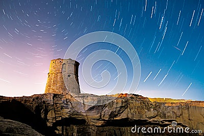 Tower stars trail at night