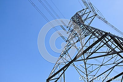 Towering Steel Pylon Supporting Electric Power Cab