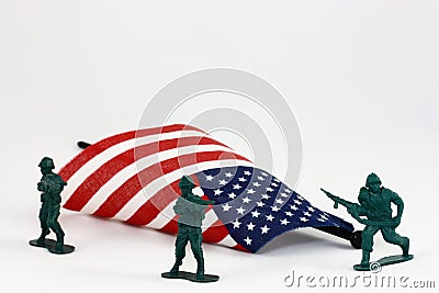 Toy Soldiers Protecting American Flag