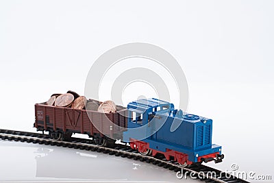 Toy train with coins one