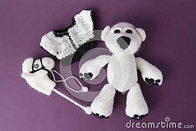 Toy white teddy in a gift