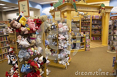 Toys and books in children bookstore