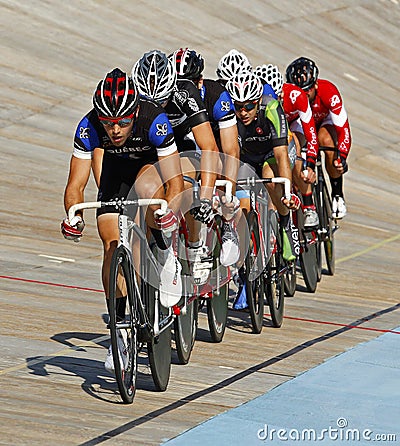 Track cyclists line pack