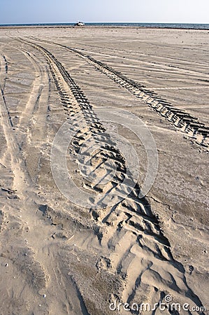 Tracks From Tire On Sand