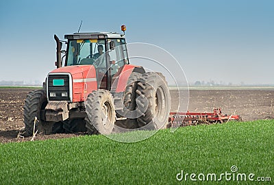 Tractor plowing