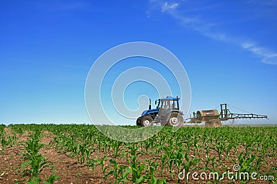 Tractor plowing the fields