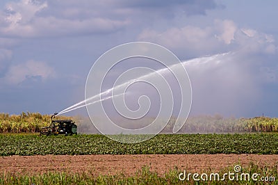 Tractor Spraying Water