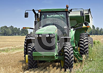 Tractor with Wagon in Field
