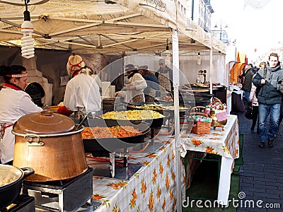 Trading food in annual traditional crafts fair