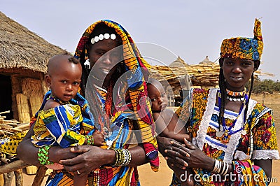 Traditional african dresses, women with children