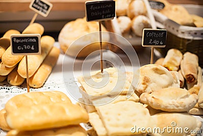 Traditional bread market in Spain.