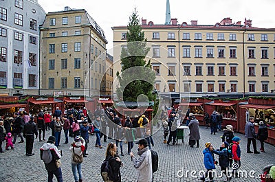 Traditional Christmas market in the old town in Stockholm, Swede