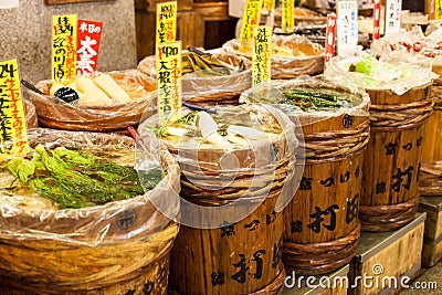 Traditional food market in Japan.