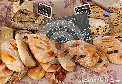 Traditional French bread at Provence market