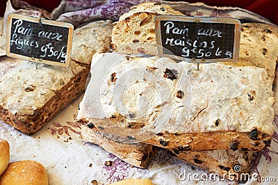 Traditional french bread with raisins