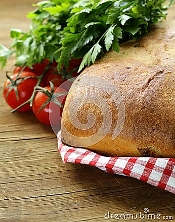 Traditional Italian ciabatta bread with tomatoes