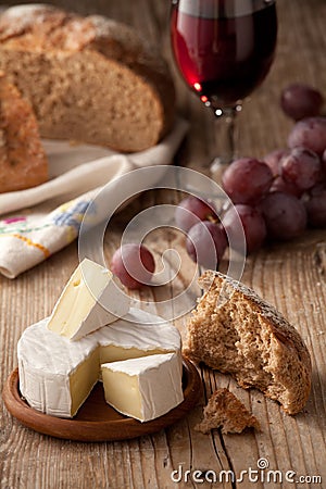 Traditional Normandy Camembert cheese with bread