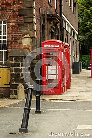 Traditional red telephone box in UK