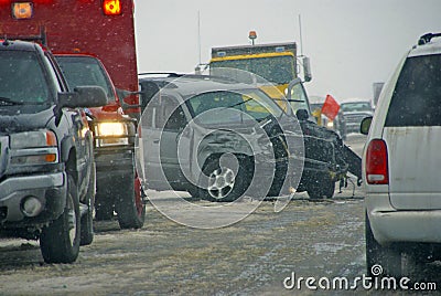 Traffic accident, on icy road