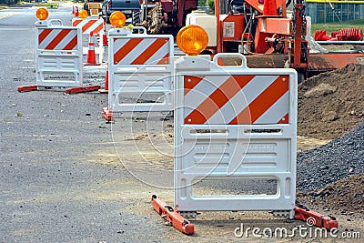 Traffic Barriers at Road Construction Work Site