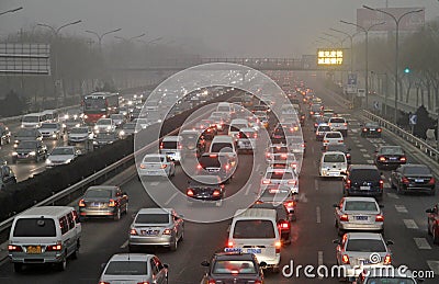 Traffic jam in Beijing, China