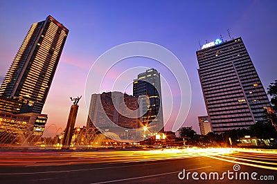 Traffic Light in Twilight time ,Jakarta, Indonesia