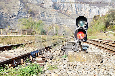 Traffic lights on railway