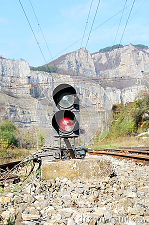 Traffic lights on railway