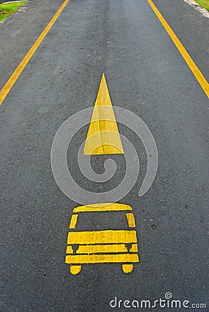 Traffic sign on road surface , Thailand