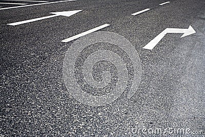 Traffic signs painted in road