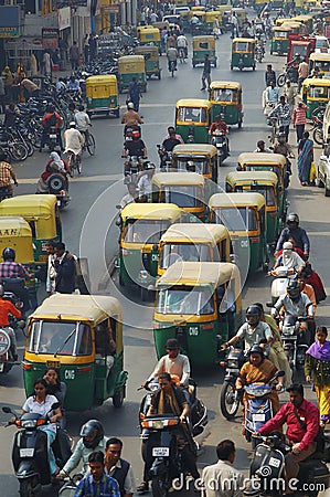 Traffic on streets of India