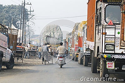 Traffic on streets of India