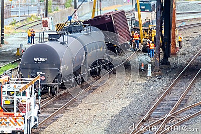 Train Cars Carrying Oil Derailed