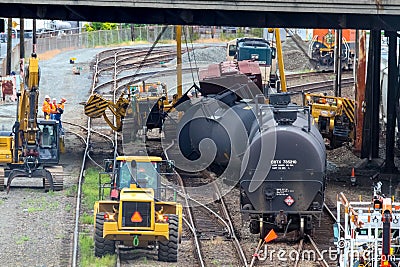 Train Cars Carrying Oil Derailed