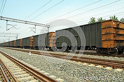 Train cars in the railway track