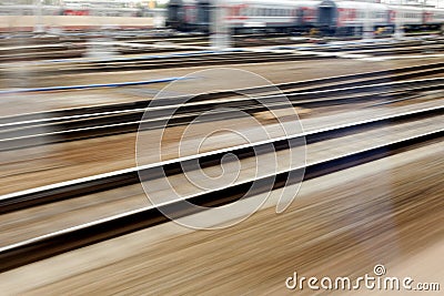 Train fast run on railway track
