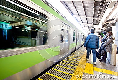 Train motion blur subway waiting for train