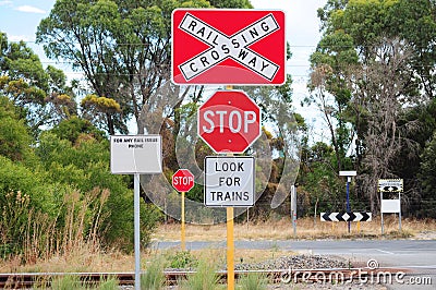Train railway stop traffic sign
