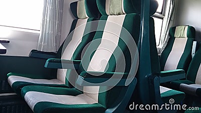Train seats - green and gray